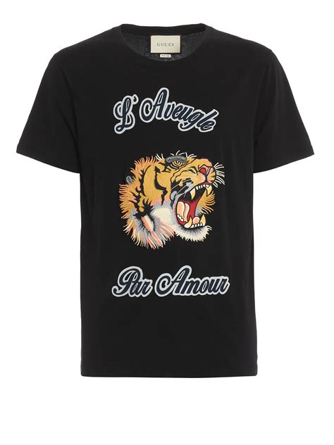 gucci embroidered tiger shirt shoulder stripes